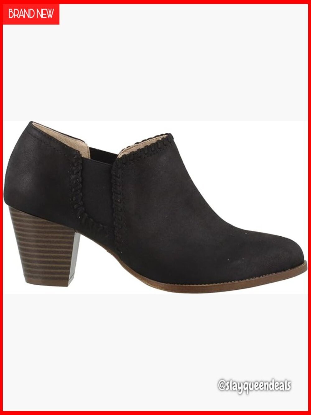 Faux Leather Ankle Booties with 2.25 Inch Block Heel Slip On